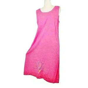 AKC Womans PINK Maxi Sun Dress Long Beach Swim Cover Lightweight zipper size Lg